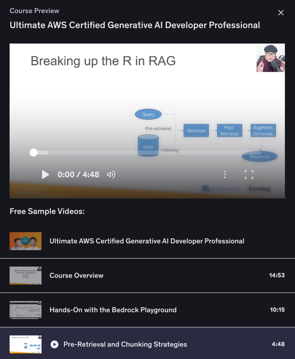 A screenshot of a free-to-watch lecture in Frank Kane's Udemy Course
