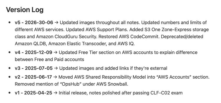 I include a version log in all my materials to be transparent as to the latest updates